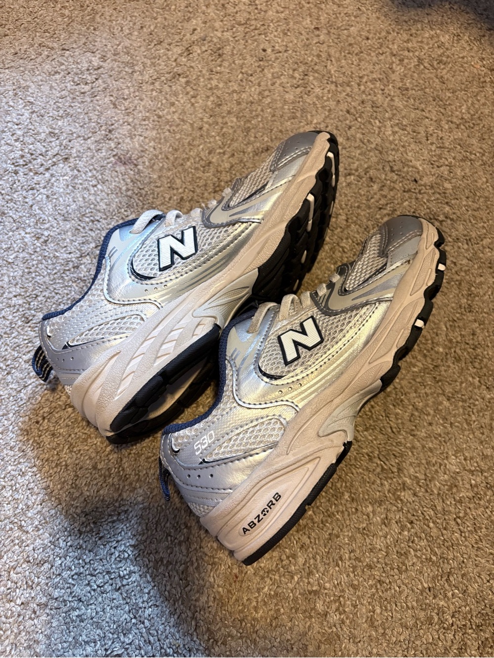 New Balance Silver and Black 530 Running Sneakers